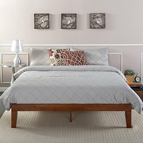Bed Frame Modern Design Platform with Wooden Slats Included (Material: Wood, Color: Cherry) (Kingsize (5'))