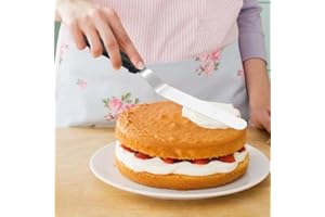 Stainless Steel Offset Spatula Set - Professional Icing & Frosting Spatulas for Cake Decorating, Black Handle, Narrow Blade,8