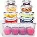 Food Storage Containers with Lids - Airtight Leak Proof Easy Snap Lock...