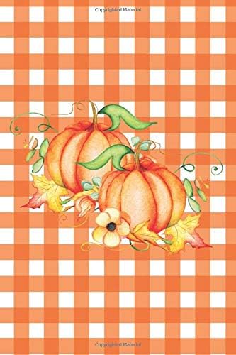 Vintage Orange and White Gingham with Pumpkins: Country Farmhouse Blank Journal Notebook Diary