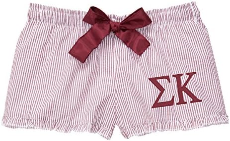Sigma Kappa Seersucker Boxer Shorts (M 6/8, Garnet)