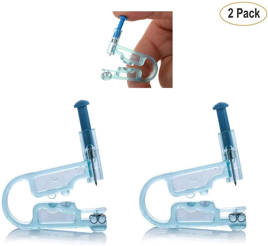 JINTOP Ear Piercing Gun,Disposable Safty Earring Piercing Tool Kit 1/100 Ear Stud 2 Pcs (Black)