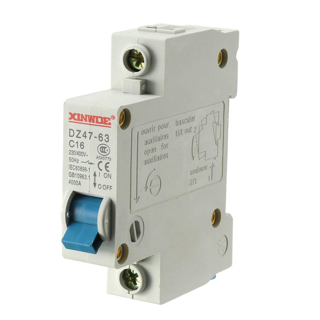 sourcing map 1 Pole 16A 230/400V Low-voltage Miniature Circuit Breaker Din Rail Mount DZ47-63 C16