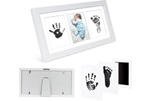 Linden Ridge Baby Hand and Footprint Frame Kit,Newborn Baby Prints Photo Keepsake Frame with Safe Clean-Touch Inkless Ink Pad