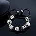 Gem Stone King 12MM White Pave Disco Ball Dia-Cut Adjustable Hot Skeleton Head Skull Bracelet