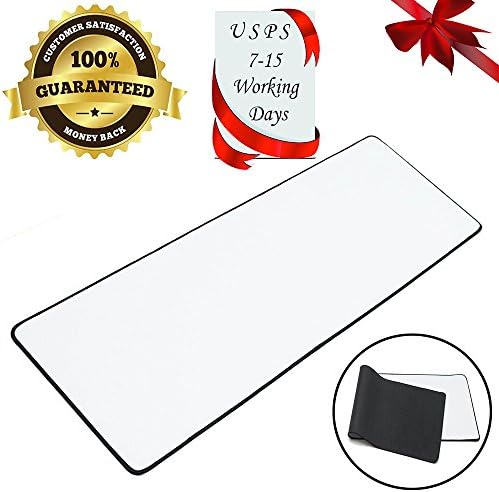 seelike 23x12 extra large Rubber Anti-Slip Laptop computer Speed Edition Game Mouse mat is Comfortable and cheap, Mousepad use for Optical Laser Mouse with PC video game (White)