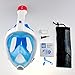 Dowellife Tubeless Full dry Full Face 180° Vision Diving Anti-Fog Snorkel Mask. No Chokes Water (blue, Small&Medium)
