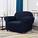 CHUN YI Stretch Chair Sofa Slipcover 1 Piece Couch Cover, 1 Seater Settee Coat Soft with Elastic Bottom, Checks Spandex Jacquard Fabric,Small,Dark Blue/Navy