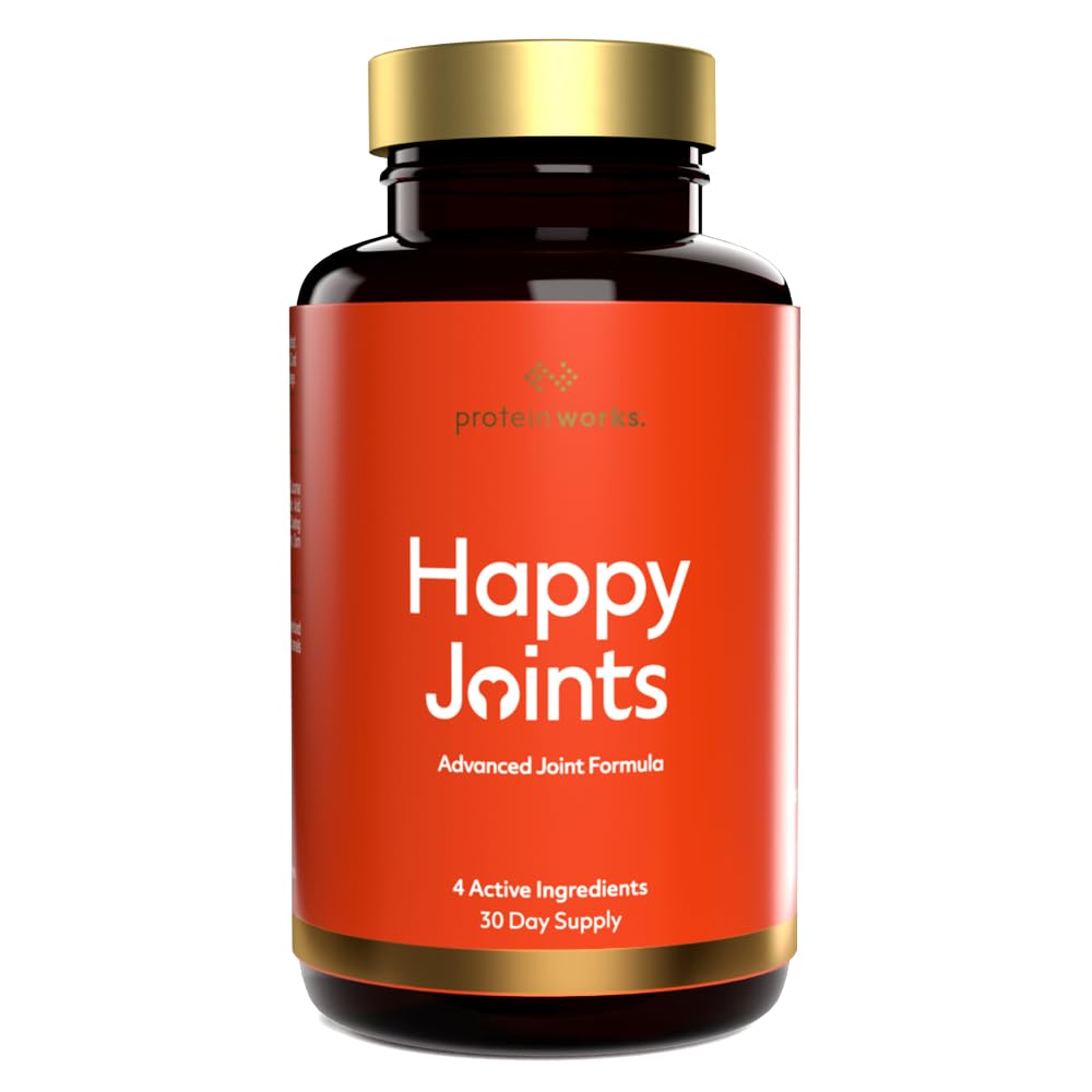 Happy Joints, High Strength Turmeric Extract & Glucosamine Joint Care Tablets, Added Vitamin D3 & C, Health Joints, Bones & Muscles, Vegan, 60 Tablets - Protein Works