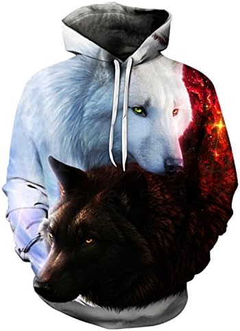 PMNADOU Novelty Novelty Wolf Printed Hoodies Men 3d Hoodies Brand Sweatshirts Boy Jackets Animal LMS174 S