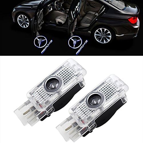 XYSTAR Logo Door Lighting for Benz Set of 2 car door lamp LED Welcome Light Glow Door Car Door Projector Light Logo For Merc-edes Benz A/B/E/C/M/ML/C Coupe Class/GL/GLC GLE/GLS/GLA (Für Benz W203-AMG)
