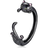 RUKYF Sterling Silver Cat/Dog Ring - Adjustable Dainty Stackable Rings Gifts for Cat Lovers Dachshund Gifts for Women