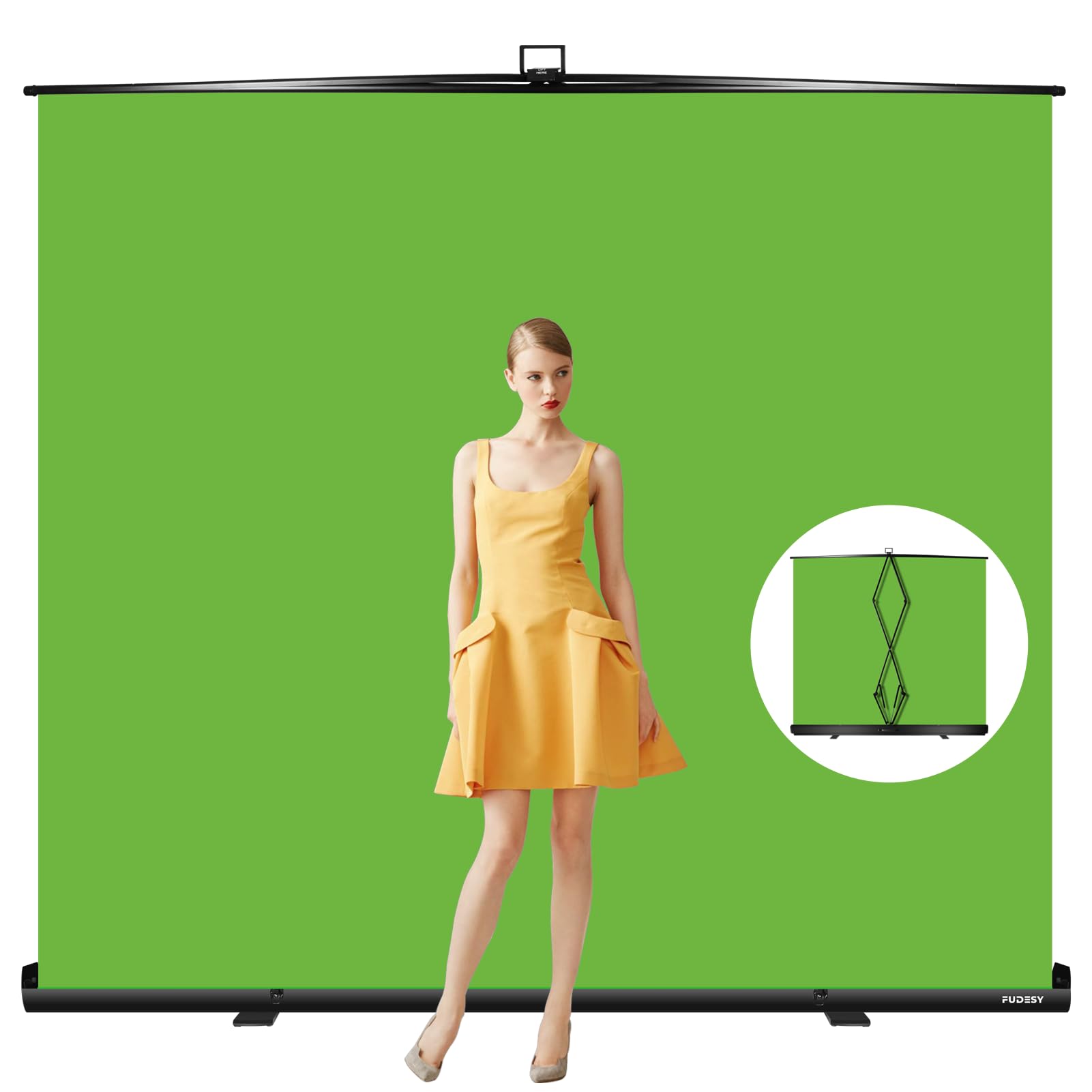 Photo 1 of FUDESY 78.7 x 93in Extra Wide Large Collapsible Green Screen Chroma Key Panel, Portable Retractable Wrinkle Resistant Green Backdrop for Streaming, Tiktok, Auto-Locking Frame, Aluminum Hard Case