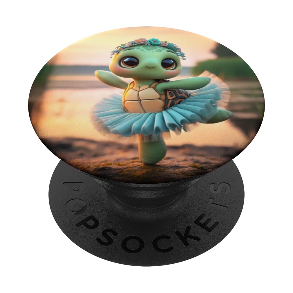 Kawaii Turtle Ballet Tutu: Adorable Turtle Ballet PopSockets Swappable PopGrip