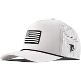 Branded Bills Vintage Old Glory Curved Rope Hats for Men | Raised PVC rubber patch, moisture-wicking sweatband, breathable perforated side panels, quick-dry stretch fabric