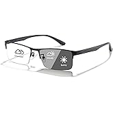 Cyxus Blue Light Blocking Glasses Men Woman Photochromic Semi Rim Computer Gaming Office Study Eyeglasses UV Protection 8001