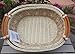 ShopOnNet RT450190-2 Handwoven Oval Wicker Storage Basket Curve Pole Handle in Cream and Brown (Set of 2)