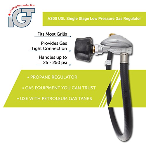 IGT LP Gas Regulator Low Pressure Propane Regulator (2ft Hose, 70,000
