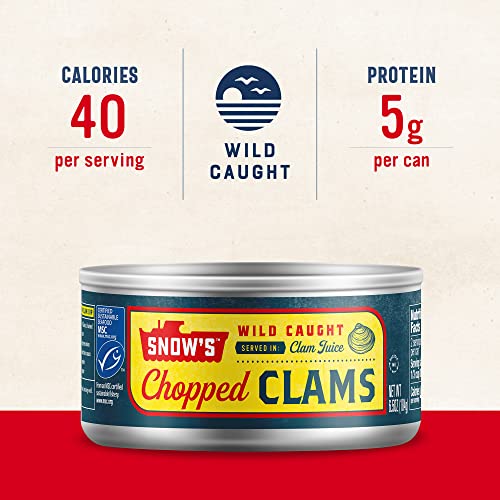 Snow's Wild Caught Chopped Clams Canned, 6.5 oz Can (Pack of 12) 5g