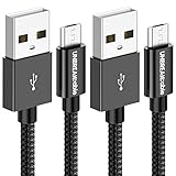 UNBREAKcable Micro USB Cable [2-Pack 1m 3.3 ft] Ultra Durable Nylon Braided Cable - Fast Sync&Charging Cord Compatible with Samsung, Kindle, HTC, Nexus, LG, Xbox, PS4, Smartphones & More - Black