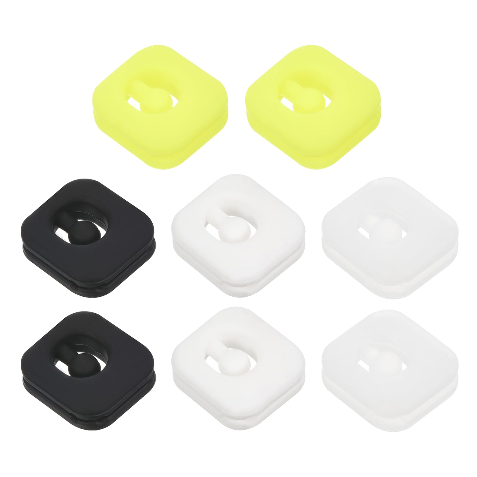 PATIKIL Tennis Racket Dampeners, 8 Pcs Soft Silicone Cute Tennis Racquet Vibration Dampeners for Tennis Gift, Black, Transparent, White, Fluorescent Yellow