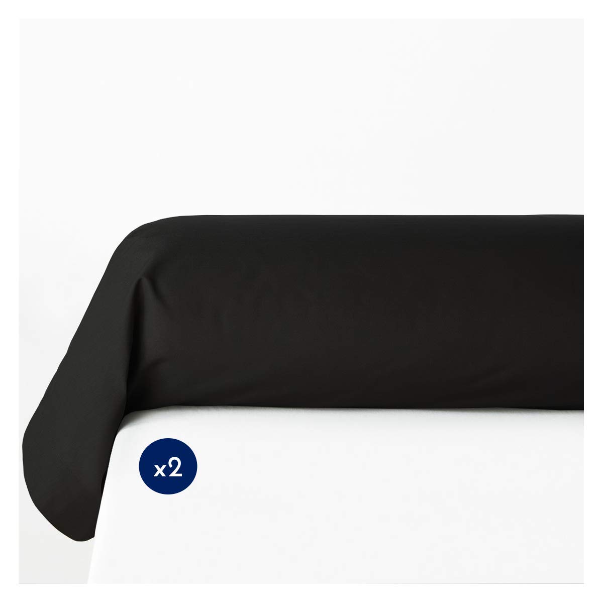 Home Passion Pack of 2 Cushion Cover Bolster 85 x 185 cm 57 Thread 100% Cotton Black 185 x 85 cm