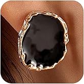 Black Enamel Large Dangle Earrings for Women Vintage Cocktail Party Dripping Oil Drop Statement Earring Trendy Formal Prom Funky Jewelry Gifts