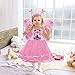 VOWOV Girls Dress Up Princess Fairy Costume Set Halloween with Dress, Wings, Wand and Headband for Children Ages 3-10