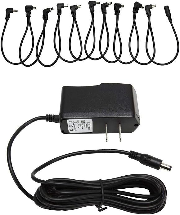 Pig Hog Power Kit - 9 Volt Effect Pedalboard Power Supply + 10 Spot Daisy Chain