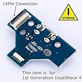 Topinno 2PCS USB Charging Port JDS-001 &amp; 14 Pin Connector Cable for Sony PS4 Controller