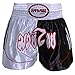 Farabi Sports Muay Thai Shorts Kickboxing Shorts MMA Boxing Training Shorts (White/Black, X-Large)