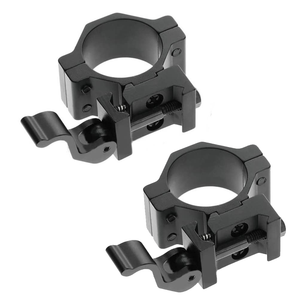 Nabila 1inch Scope Ring Quick Release Scope Mount 25.4mm Scope Rings Quick Release Adapter 20mm Weaver Picatinny Mount（2pcs）