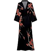 ChiaoLezhee Women's Silky Kimono Robe Fits 0-10, Elegant Floral Lightweight Satin Loungewear for Bride & Valentine Gifts