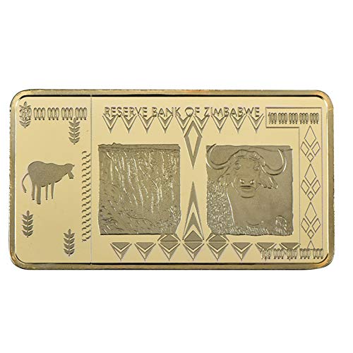 Zimbabwe 100 Trillion Dollars Gold Foil Plated Bullion Gold Bar, A Unique Gift for Zimbabwe Collectors, Men, Boyfriend, Father, Colleague, Workers, Friends