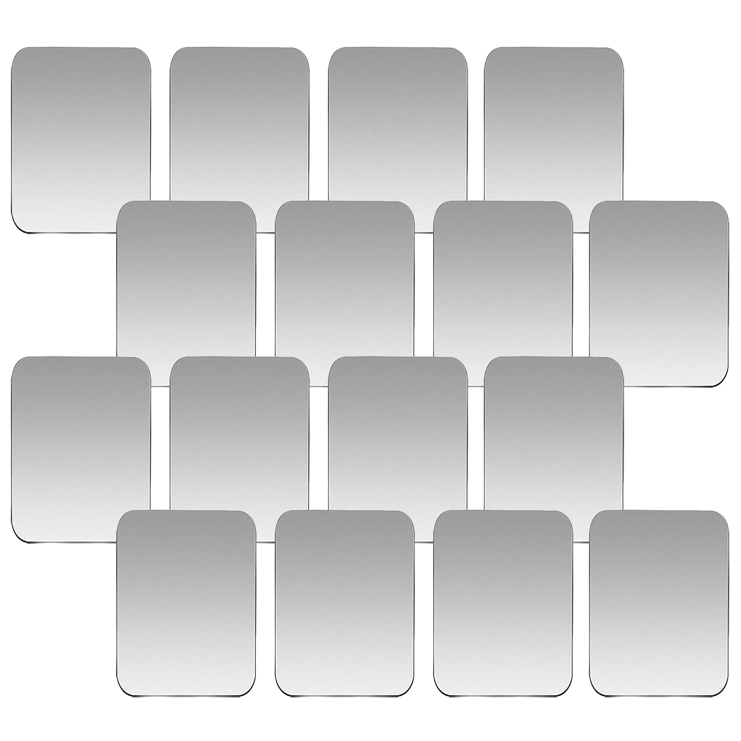 Replacement Metal Plates Set for Magnetic Car Mount, Wall, Phone Holder. 16 Large Silver Iron Discs Without Holes for Magnets. 3M Adhesive Thin Steel Cell Phone Case Back Magnet Stickers 16 Pack