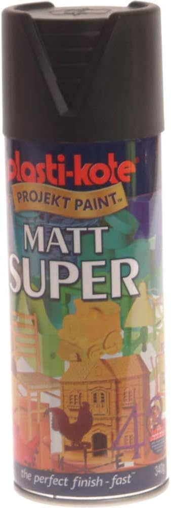 PlastiKote 3101 400ml Matt Black Spray Paint - Hardwearing Finish