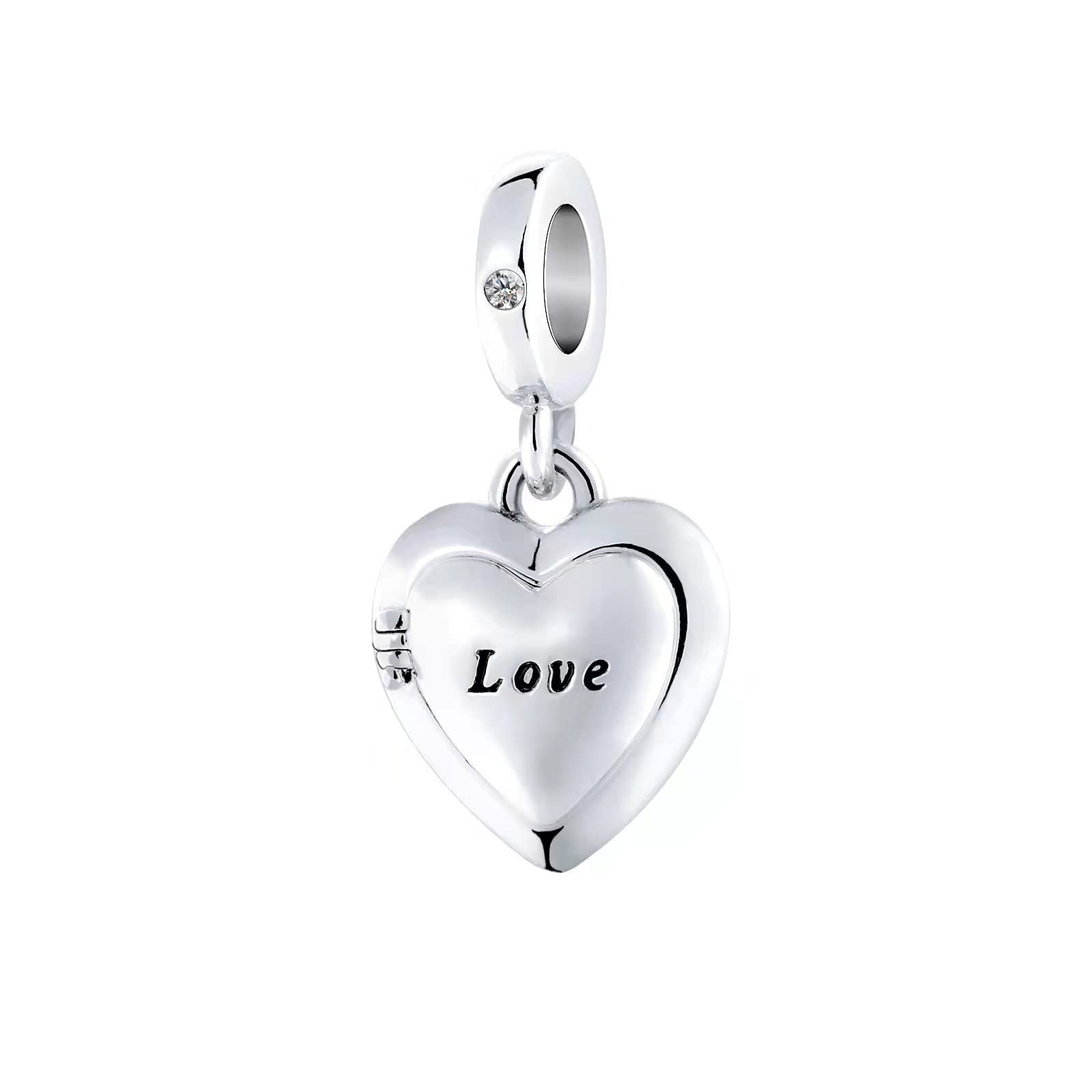 Openable Love Mom Heart Dangel Charm Compatible with Pandora Charms Bracelets Mothers Day Birthday Jewellery Gift for Women Daughter Wife