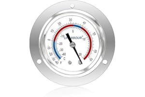 Commercial Grade Cooler Thermometer With Accurate Temperature Range -40 To 65 Fahrenheit, Flanged Panel Mount For Secure Inst