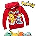 Pokemon Long Sleeve Front Zip Hoodie Sweater Jacket Coat (4-5 sz 110, Red)