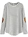 Milumia Women's Elbow Patch Striped High Low Top T-Shirt Black and White Medium