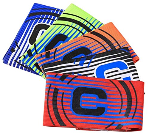 Ancefine Stripe Elastic Youth Soccer Captain Armband,5-Pack (Black)