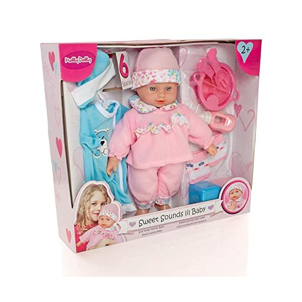 Molly-Dolly-Sweet-Sounds-Lil-Baby-Talking-Girl-Doll-Accessories-Suitable-For-Age-2-Years Molly Dolly Baby Doll Set - Soft Talking Doll With 2 Outfits & Accessories - Baby Dolls For Girls - Doll Suitable From 2…