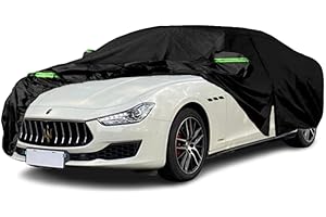 Qnmittry Waterproof Car Covers Compatible with 2014-2024 Maserati Ghibli, All Weather Custom-fit Car Cover with Zipper Door for Rain Snowproof UV Windproof Protection