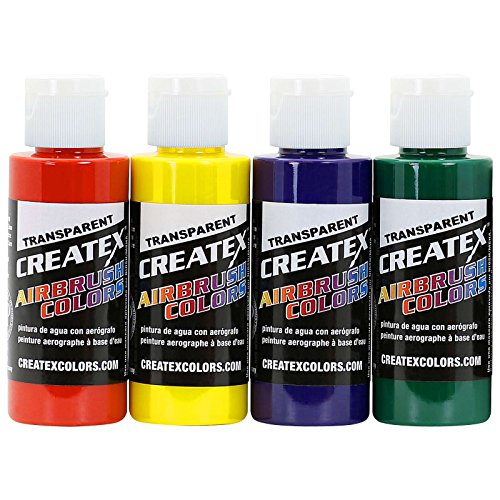 PointZero Multi-Purpose Single-Action Airbrush & Compressor Kit w/ 4 Createx Colors Paints