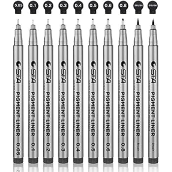 Set of 10 Black Micro-Pen Fineliner Ink Pens - Waterproof Archival ink Micro Fine Point Liner Pen, Multiliner - Sketching, Anime, Artist Illustration, Technical Drawing, Office Documents, Scrapbooking