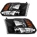 SPPC Crystal Headlights Black With Corner For 1994-2001 Dodge Ram 1500 2500 3500 (Pair)