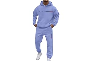 Mens Sweatsuit 2 Piece Sports Sets Jogging Outfits Fleece Print Hoodies and Sweatpants Gym Workout Athletic Tracksuit