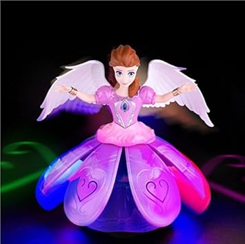 Gurukripa Plastic Dancing Angel Girl Robot Doll with 3D Lights and Music (Multicolour)