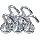 10L0L 5 Neodymium Hook Magnets-Each Holds up to 12 Pounds, Silver
