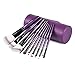 Makeup Brushes Set with Travel Bag, Purple 10 PCS Prime Professional Cosmetics Foundation Powder Brow Fan Eyeshadow Highlighter Primer Blush Concealer Face Make Up Brush with Holder Carrying Case Kit